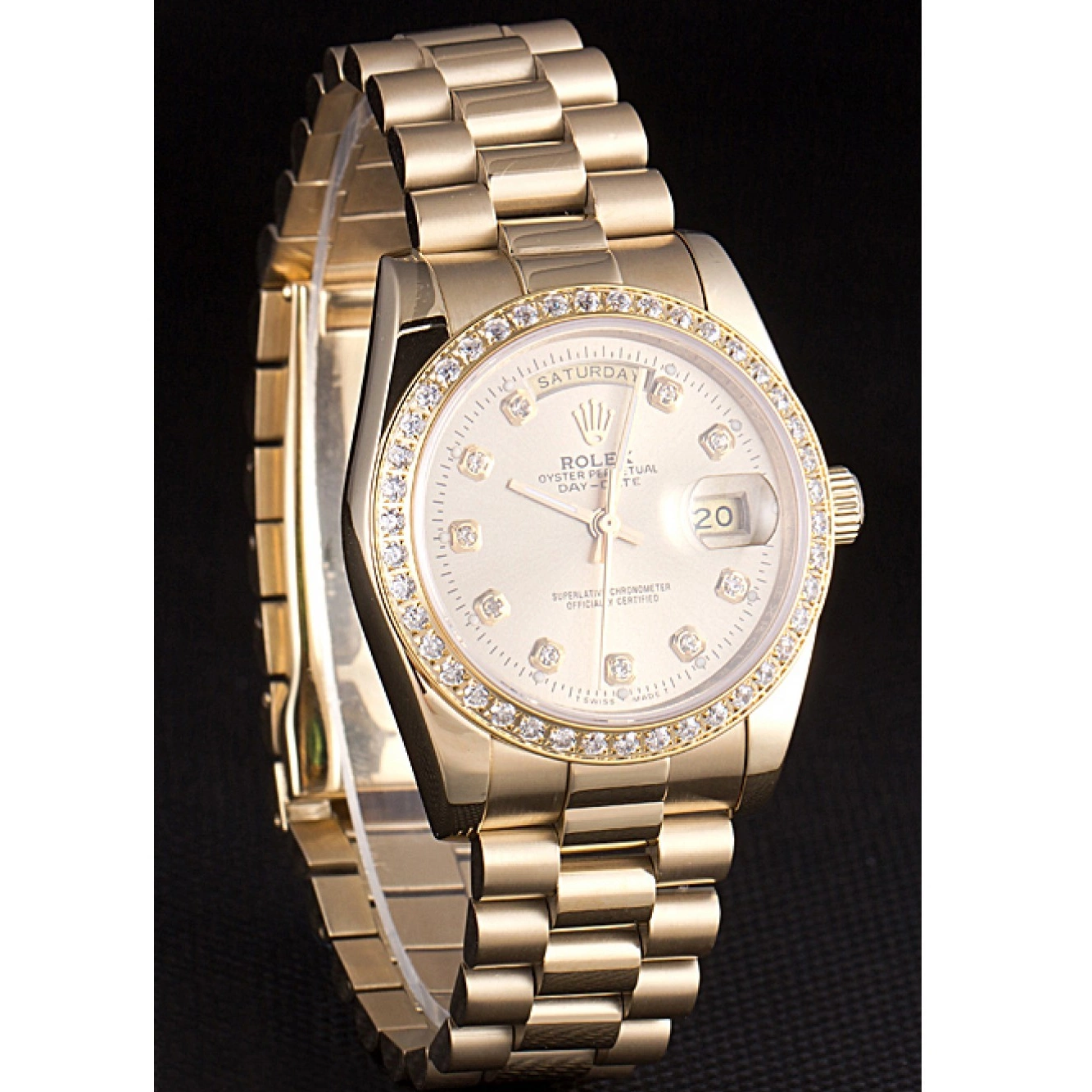 AAA Replica Watches Stainless 18k Day-Date Gold Steel Rolex Dial Plated Yellow Gold 0815